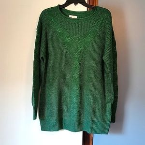 🆕️ Lauren Conrad Women's Cable Pullover Sweater Green Size Medium